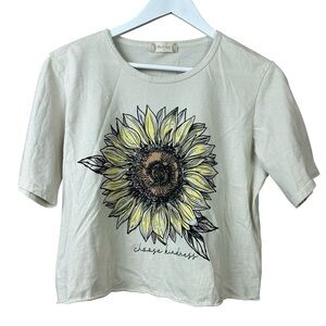 Altar’d State Choose Kindness Short Sleeve Sunflower Crop Top Women Sz M